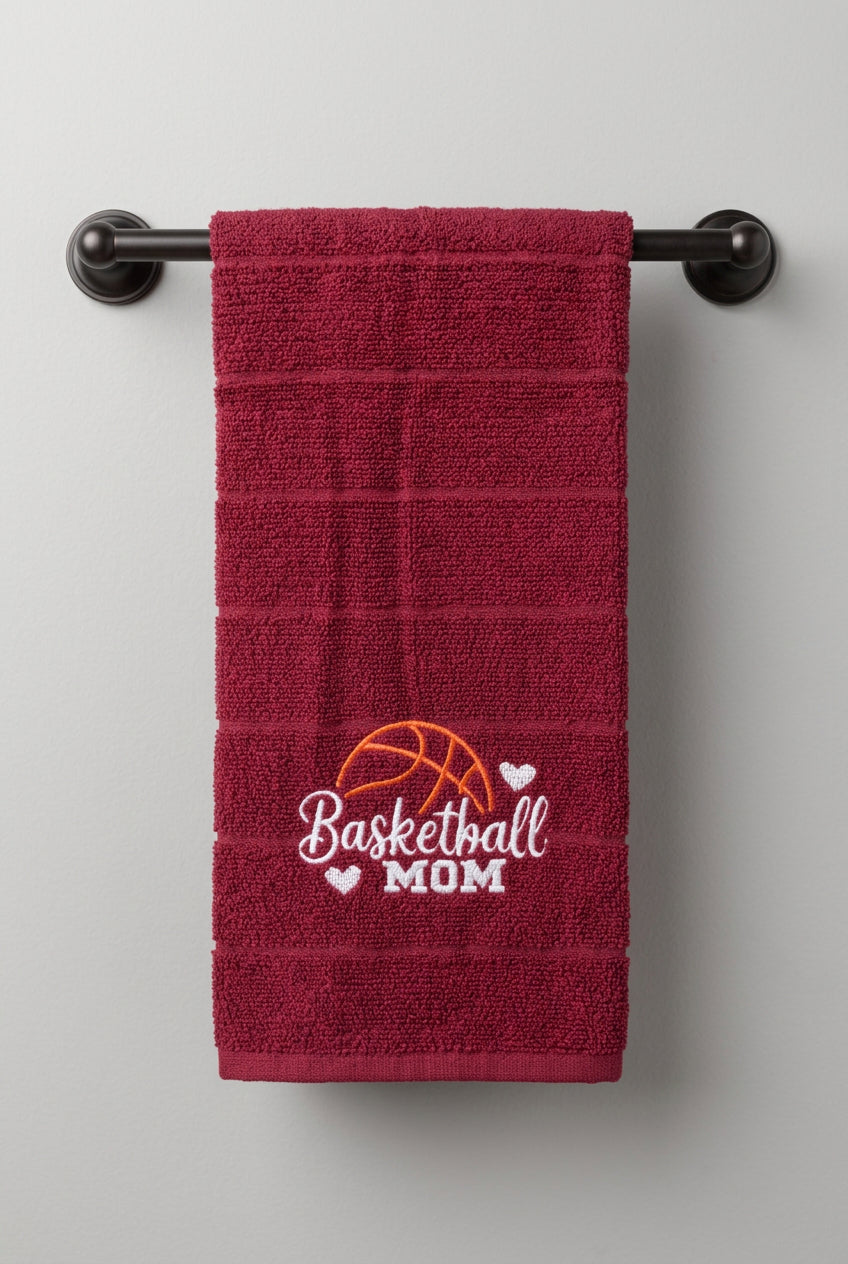 Red Basketball Mom Kitchen Towel