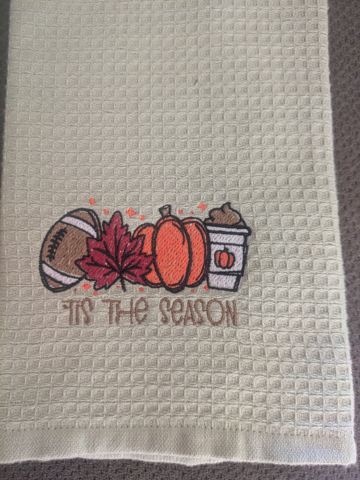 Tis the Season Fall Embroidered Kitchen Towel
