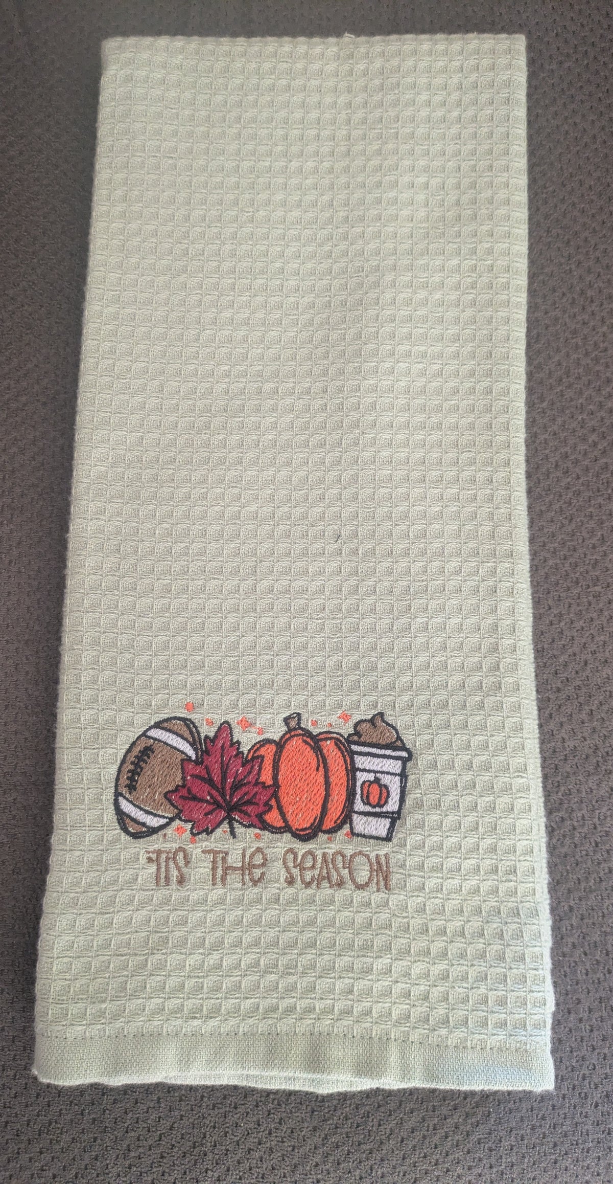 Tis the Season Fall Embroidered Kitchen Towel