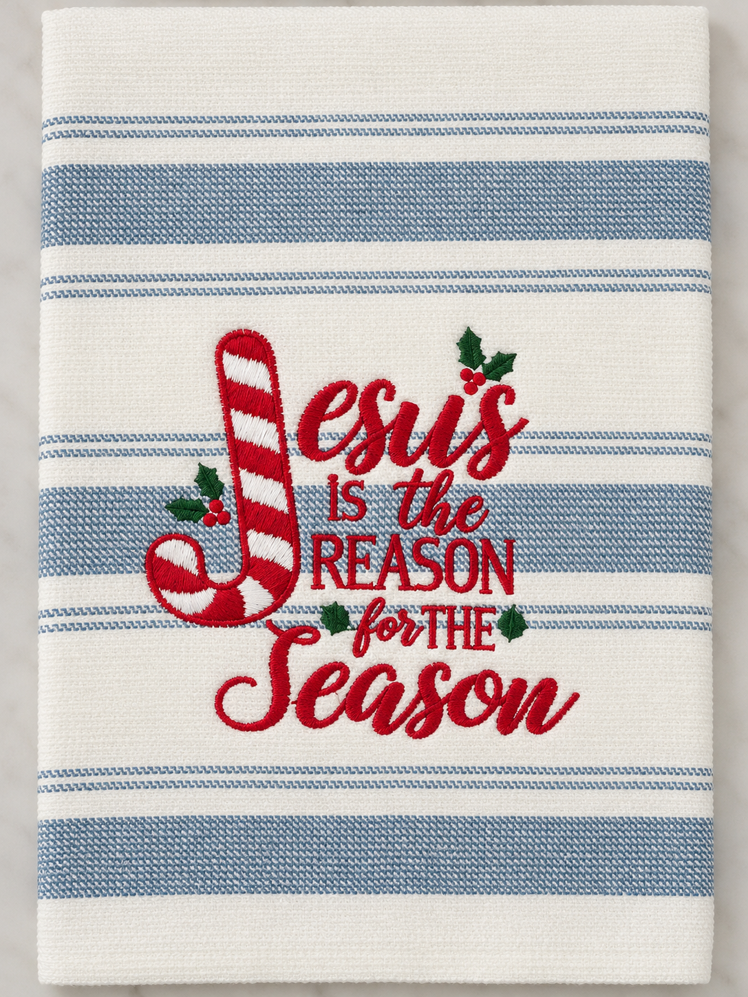 Jesus is the Reason for the Season Embroidered Kitchen Towel