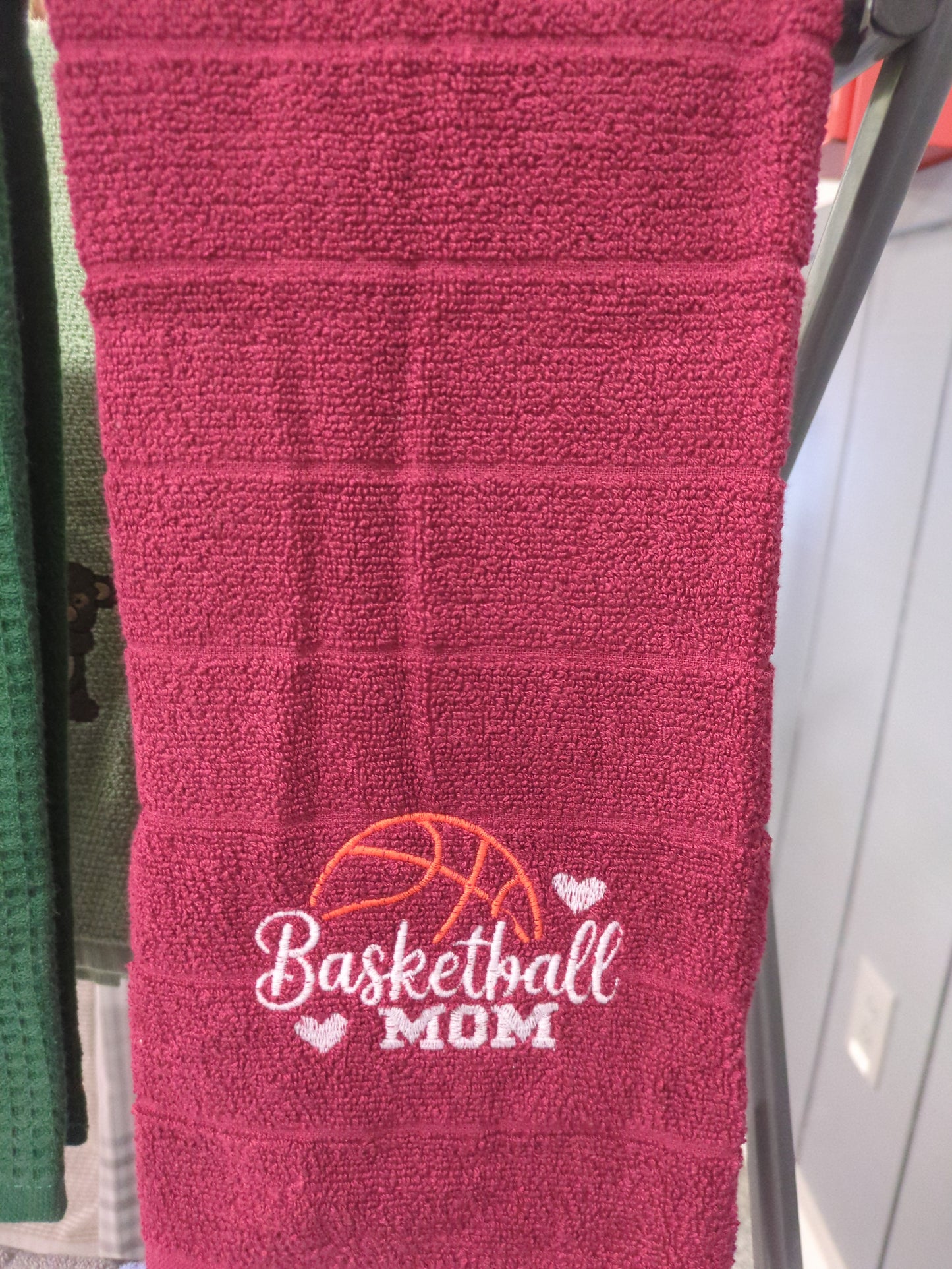 Red Basketball Mom Kitchen Towel