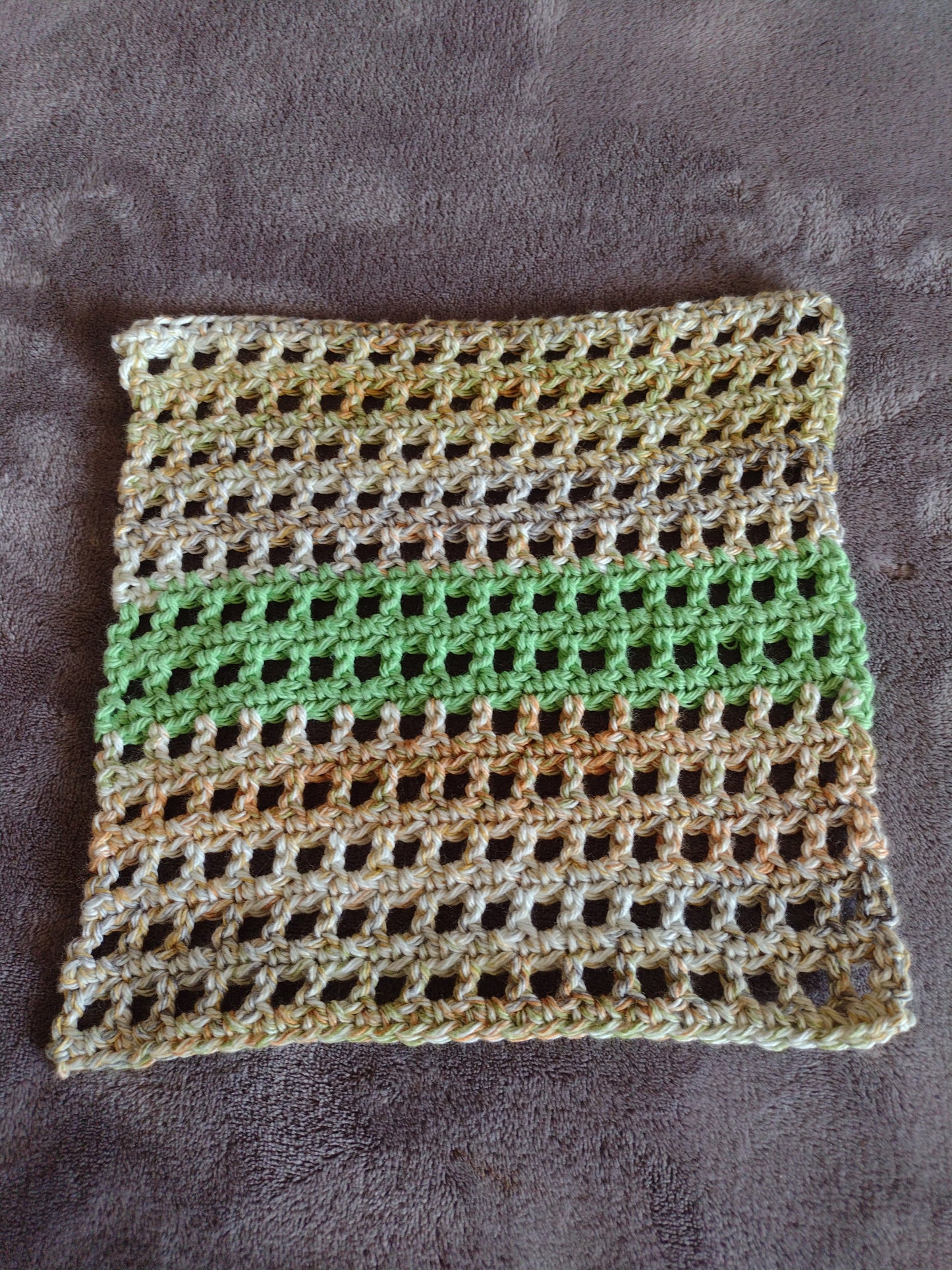Browns & Green Crocheted Dish Cloth